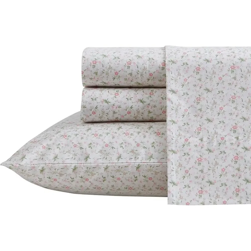 NWT❤️Laura Ashley -Cotton Percale QUEEN Bedding Sheet Set
